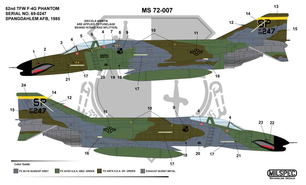 CAM Decals MILSPEC MS 72-007 obtisky 1/72 F-4G