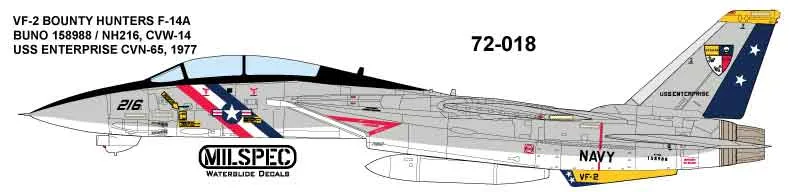CAM Decals Milspec MS 72-018 obtisky 1/72 F-14A VF-2