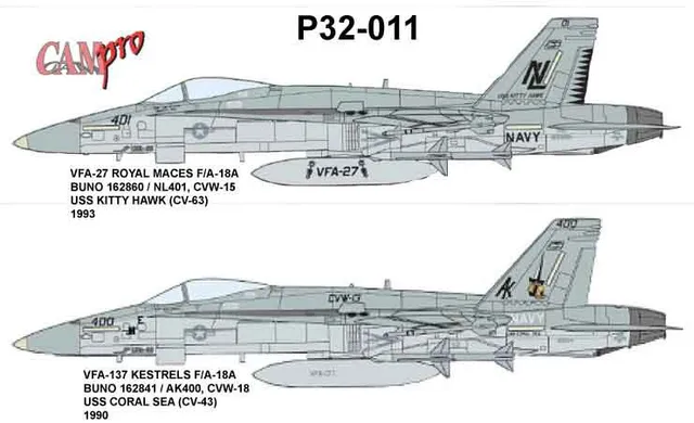 CAM Decals CAM PRO P32-011 obtisky 1/32 F/A-18A Hornet VFA-27