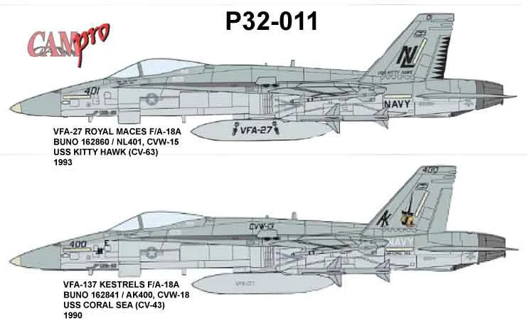 CAM Decals CAM PRO P32-011 obtisky 1/32 F/A-18A Hornet VFA-27
