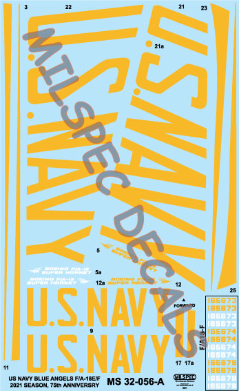 CAM Decals MILSPEC MS 32-056 obtisky 1/32 F/A-18E/F Blue Angels
