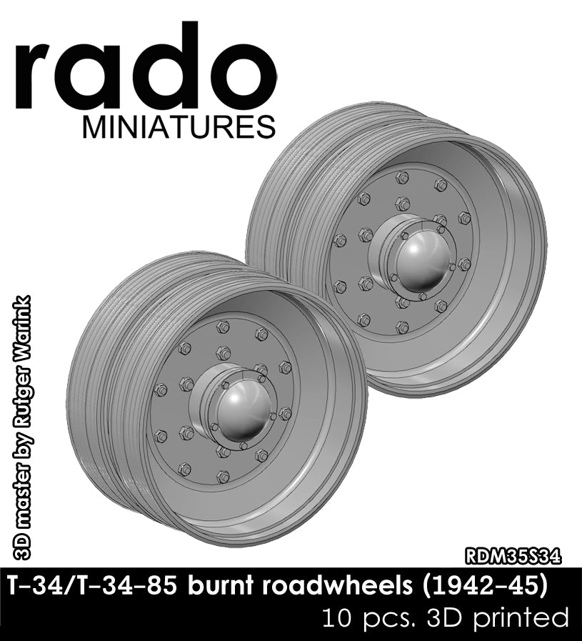 Rado Miniatures RDM35S34 spálená kola T-34 1/35 10 ks