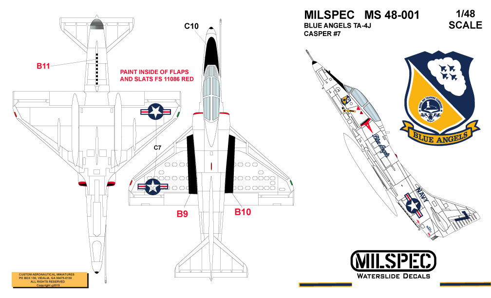 CAM Decals MILSPEC MS 48-001 decaly 1/48 TA-4J Blue Angels