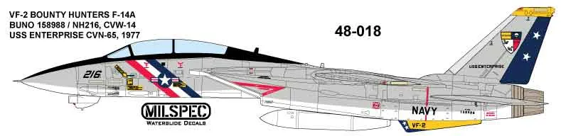 CAM Decals Milspec MS 48-018 obtisky 1/48 F-14A VF-2