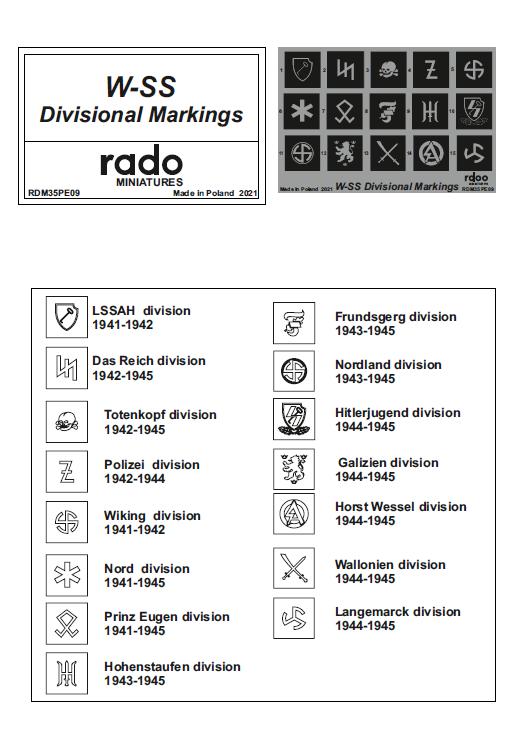 Rado Miniatures RDM35PE09 znaky divizí lept 1/35