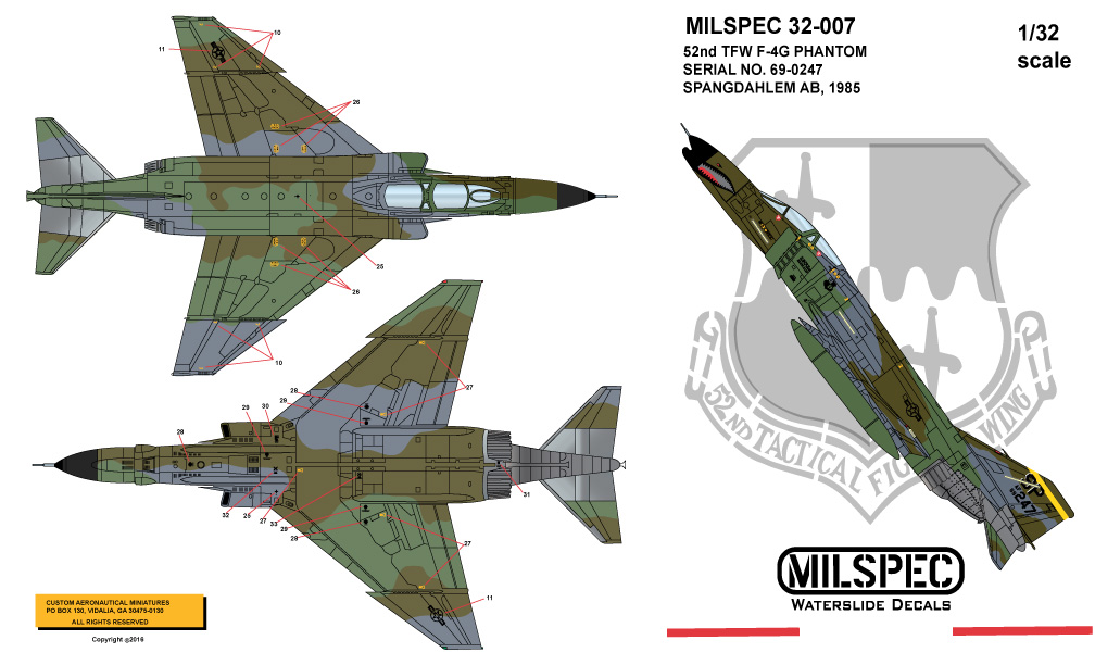 CAM Decals Milspec MS 32-007 obtisky 1/32 Spangdahlem