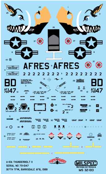 CAM Decals MILSPEC MS 32-013 obtisky 1/32 A-10A Warthog 917th