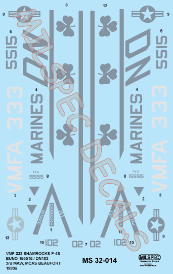 CAM Decals MILSPEC MS 32-014 obtisky 1/32 F-4S VMFA-333