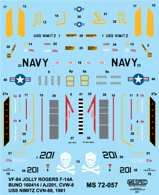 CAM Decals MILSPEC MS 72-057 obtisky 1/72 F-14A VF-84