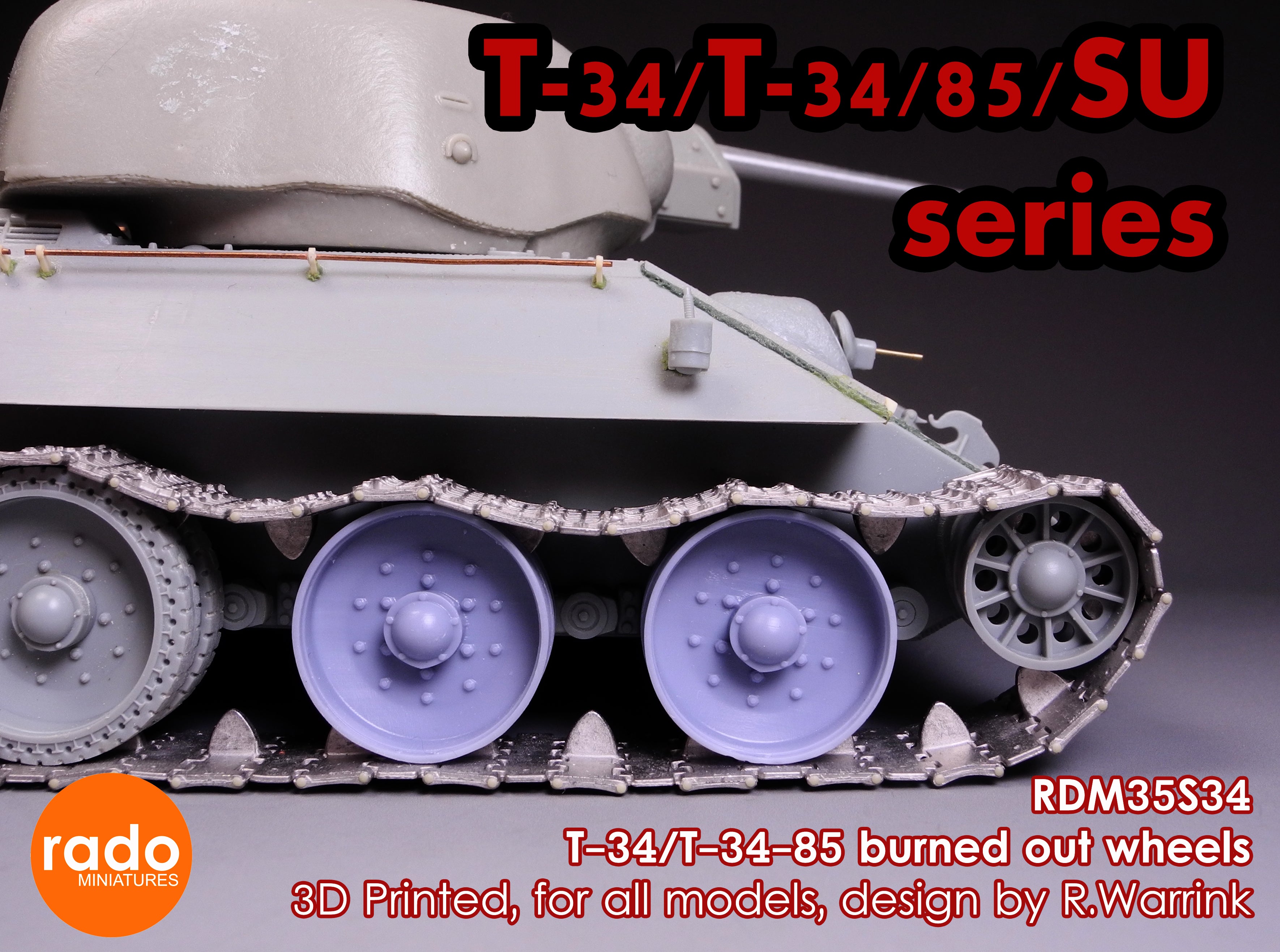 Rado Miniatures RDM35S34 spálená kola T-34 1/35 10 ks