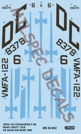 CAM Decals MILSPEC MS 32-052 obtisky 1/32 F-4B VMFA-122