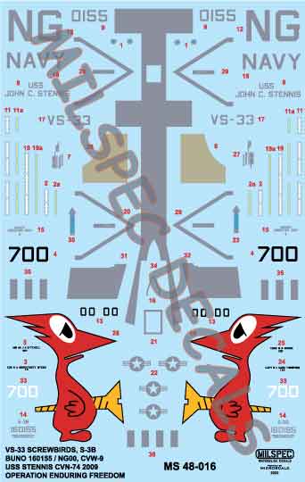 CAM Decals MILSPEC MS 48-016 obtisky 1/48 S-3B
