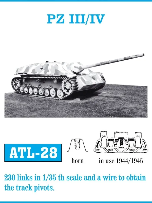 Friulmodel ATL-028 Pz III/IV kovové pásy 1/35 1944-45