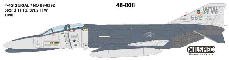CAM Decals Milspec MS 48-008 obtisky 1/48 F-4G 562nd TFTS