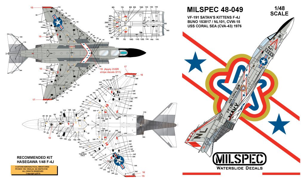 CAM Decals Milspec MS 48-049 obtisky 1/48 F-4J Phantom VF-191
