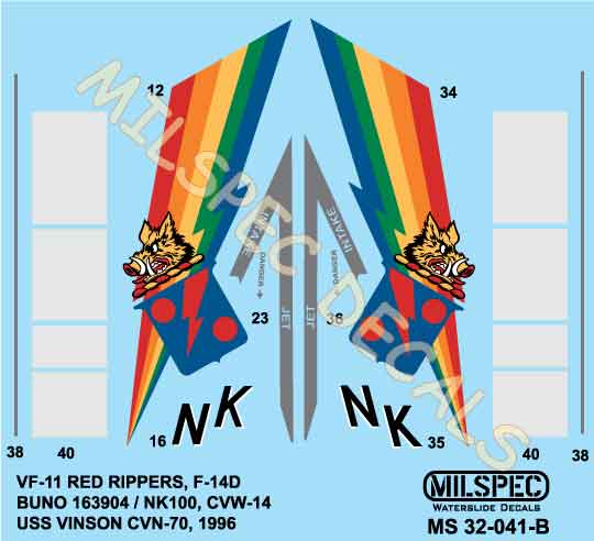 MILSPEC MS 32-041 obtisky 1/32 VF-11 F-14D