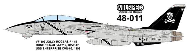 CAM Decals MILSPEC MS 48-011 obtisky 1/48 F-14B VF-103