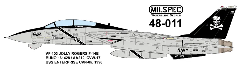 CAM Decals MILSPEC MS 48-011 obtisky 1/48 F-14B VF-103