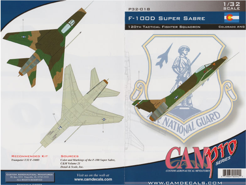 CAM Decals CAM PRO P32-018 obtisky 1/32 F-100D Colorado ANG