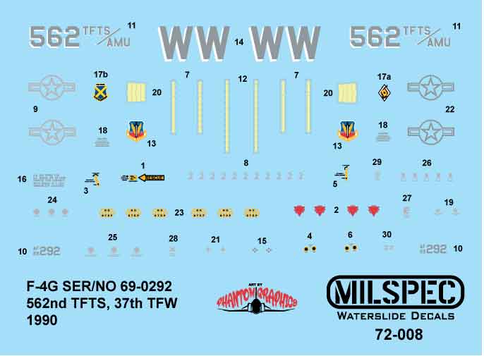 CAM Decals MILSPEC MS 72-008 obtisky 1/72 F-4G Phantom 562nd