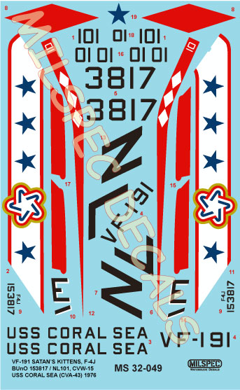 CAM Decals MILSPEC MS 32-049 obtisky 1/32 F-4J Phantom VF-191