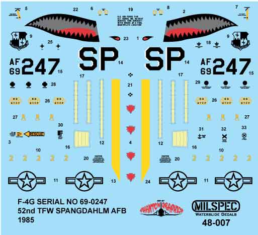 CAM Decals MILSPEC MS 48-007 obtisky 1/48 F-4G 52nd TFW