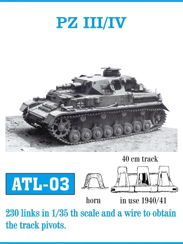 Friulmodel ATL-003 Pz III/IV kovové pásy 1/35 230 článků