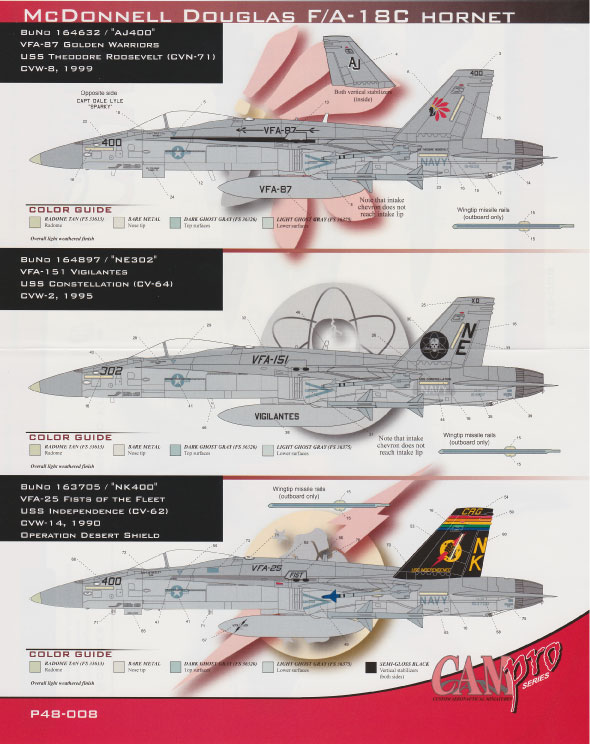 CAM Decals Cam Pro P48-008 obtisky 1/48 Hornet