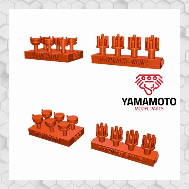 Yamamoto Model Parts rozdělovače 6válců detail motoru