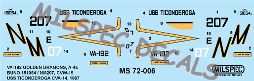 CAM Decals MILSPEC MS 72-006 obtisky 1/72 A-4E VA-192