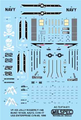 CAM Decals MILSPEC MS 72-011 obtisky 1/72 F-14B VF-103
