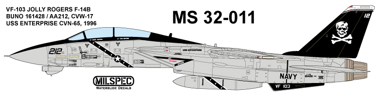 CAM Decals MILSPEC MS 32-011 obtisky 1/32 F-14B VF-103