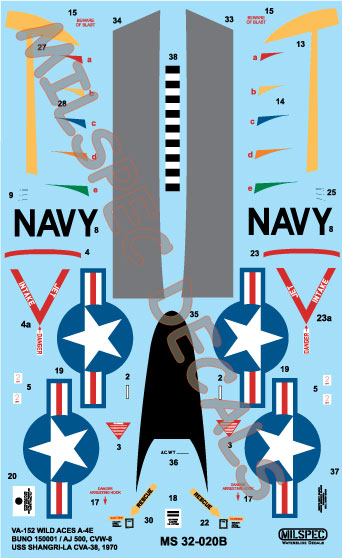CAM Decals MILSPEC MS 32-020 obtisky 1/32 A-4E VA-152
