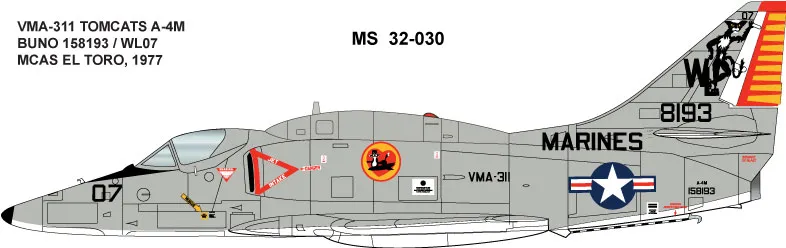 CAM Decals MILSPEC MS 32-030 obtisky 1/32 A-4M VMA-311