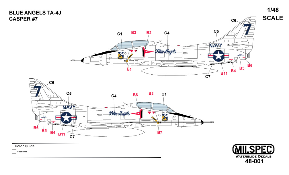 CAM Decals MILSPEC MS 48-001 decaly 1/48 TA-4J Blue Angels