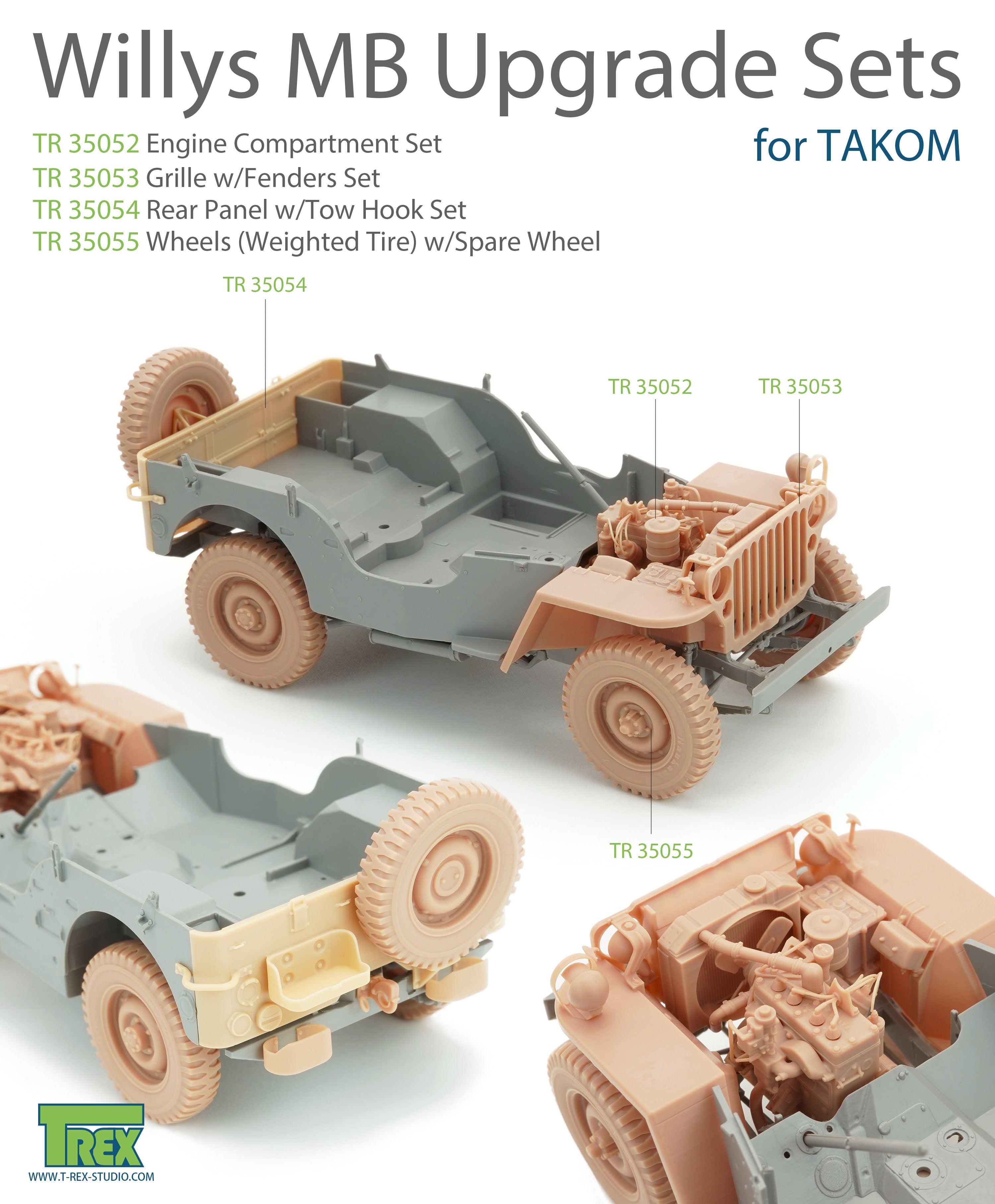 T-Rex Studio TR35055 kola Willys MB 1/35 zatížená +rezerva