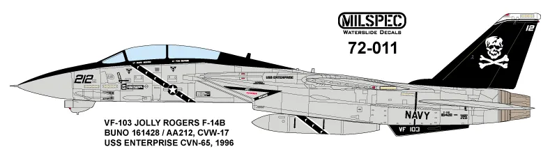 CAM Decals MILSPEC MS 72-011 obtisky 1/72 F-14B VF-103