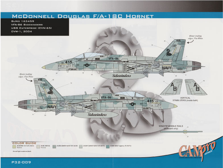 CAM Decals Cam Pro P32-009 obtisky 1/32 F/A-18C VFA-86