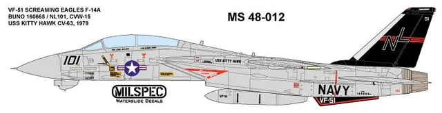 CAM Decals MILSPEC MS 48-012 obtisky 1/48 F-14A