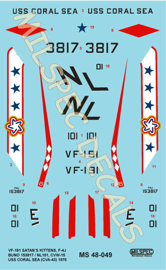 CAM Decals Milspec MS 48-049 obtisky 1/48 F-4J Phantom VF-191