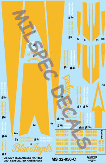 CAM Decals MILSPEC MS 32-056 obtisky 1/32 F/A-18E/F Blue Angels