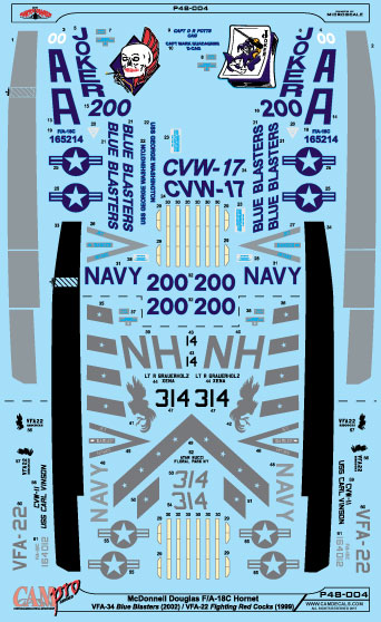 CAM PRO P48-004 obtisky 1/48 F/A-18C VFA-34