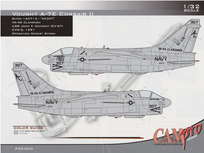 CAM PRO P32-004 obtisky 1/32 A-7E Corsair II VA-46