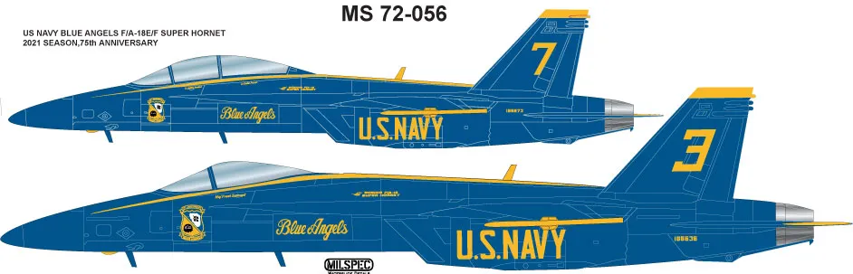 CAM Decals MILSPEC MS 72-056 obtisky 1/72 F/A-18 Blue Angels