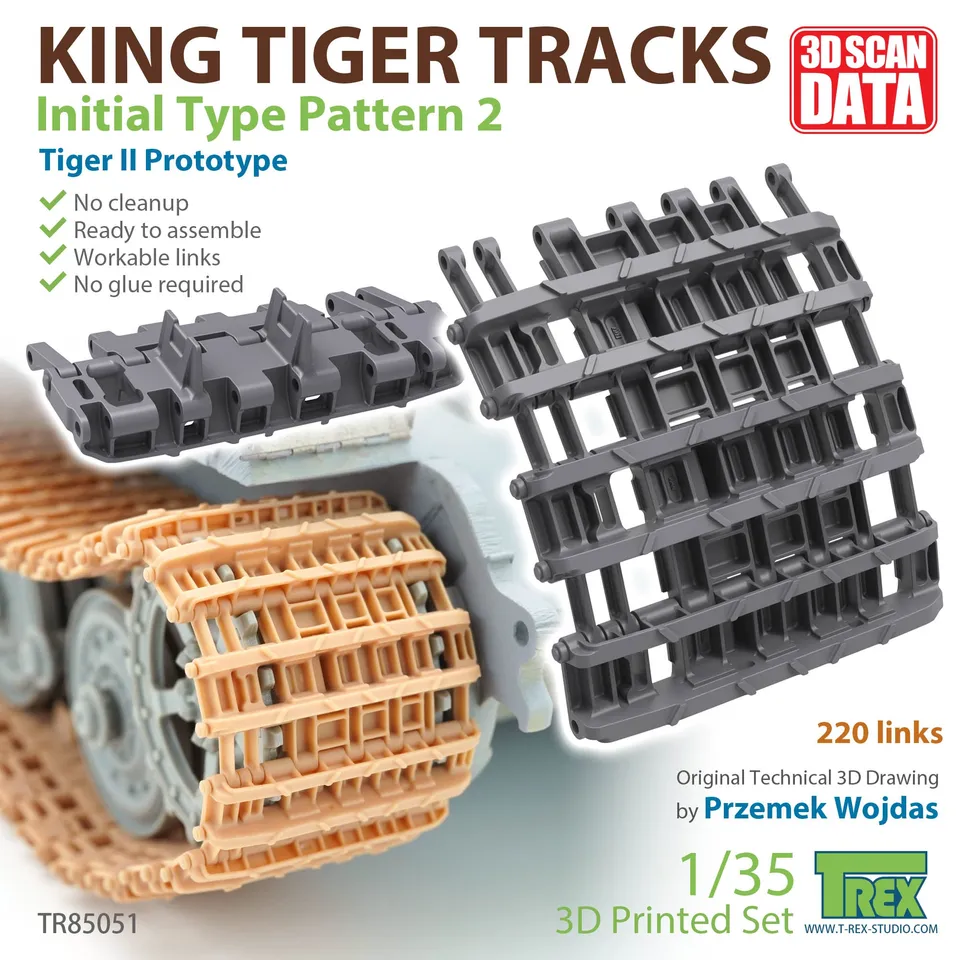 T-Rex Studio King Tiger Tracks Initial Pattern 2 pásy 1/35