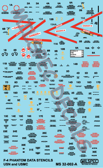 CAM Decals Milspec MS 32-002 obtisky 1/32 F-4 popisky