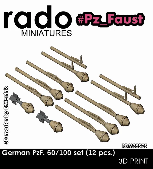 Rado Miniatures RDM35S75 doplňky Panzerfaust 1/35 3D tisk