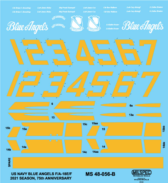 CAM Decals Milspec MS 48-056 obtisky 1/48 F/A-18 Blue Angels