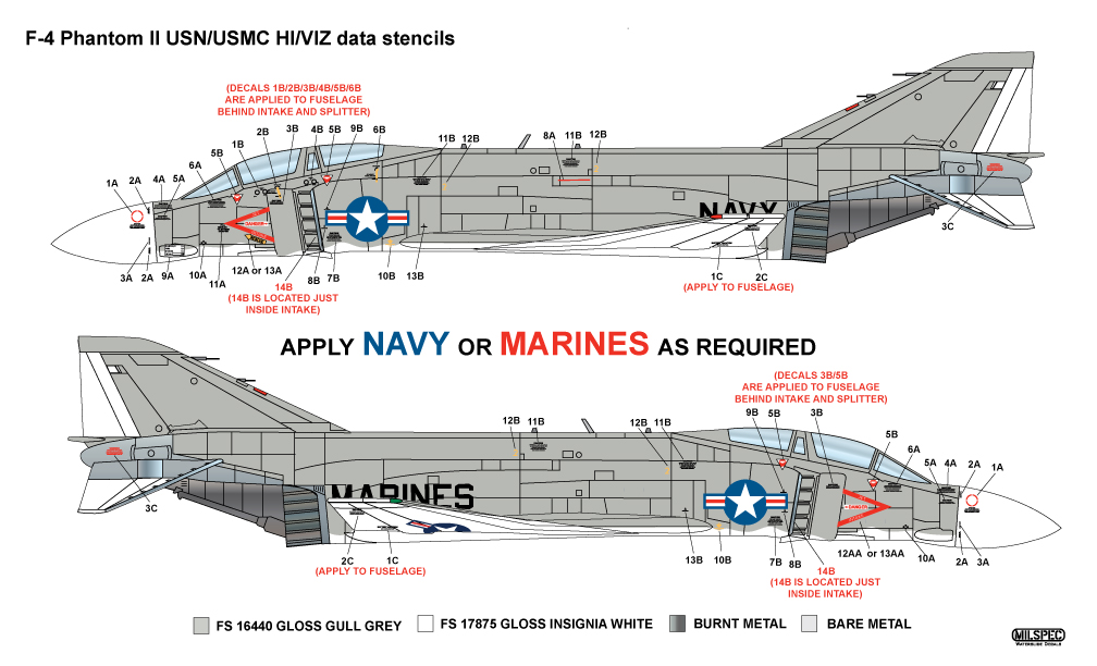 CAM Decals Milspec MS 32-002 obtisky 1/32 F-4 popisky