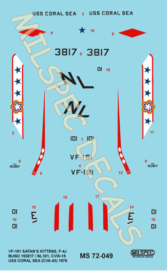 CAM Decals Milspec MS 72-049 obtisky 1/72 F-4J VF-191